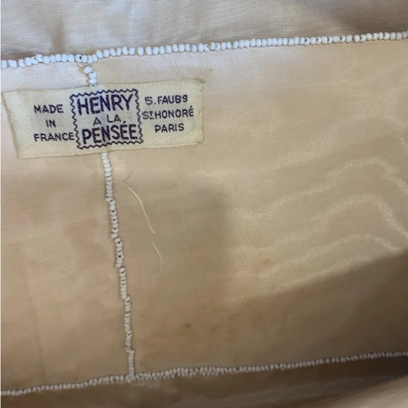 HENRY A LA PENSEE FRENCH HAND BEADED TAPESTRY HAND CLUTCH PURSE FRANCE. - Picture 7 of 8